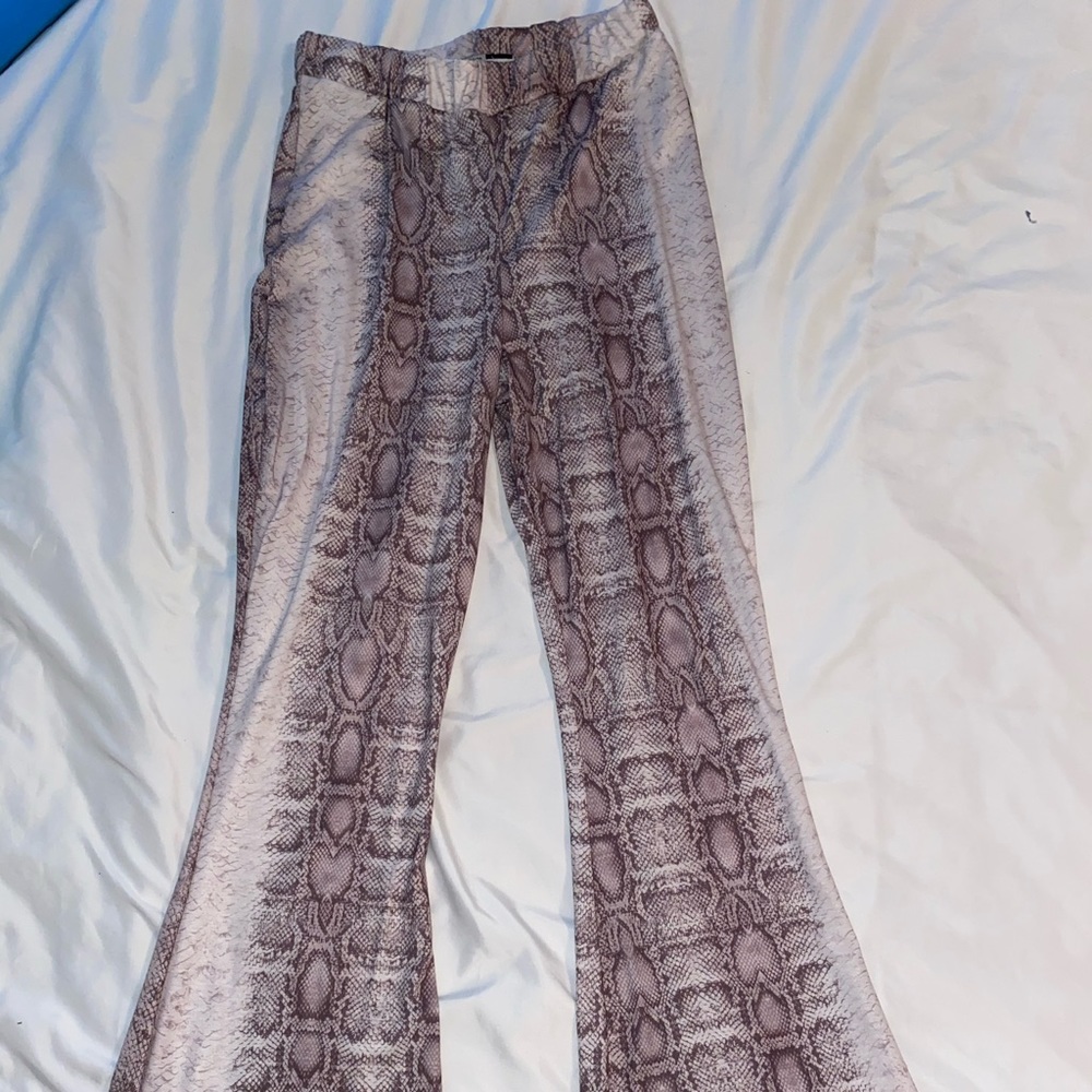 Nasty Gal Snakeskin Bell Bottoms